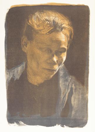 Bust of Working Woman in Blue Shawl, lithograph in three colours, 1903 by Kthe Kollwitz