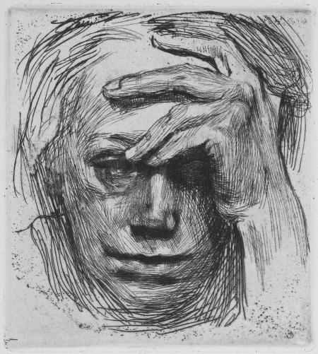 Self Portrait with Hand on Brow, 1910 by K�the Kollwitz