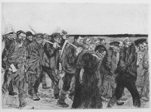 Weavers on the March, etching, 1897 by Kthe Kollwitz