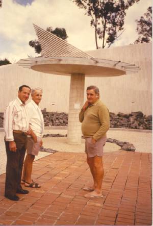 (From the left) Keith Brooks, Ted Englart and Vince Englart, at the (unfinished) Sundial - 1982