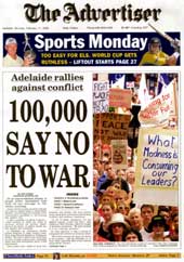Adelaide Advertiser Front Page 17 Feb 2003