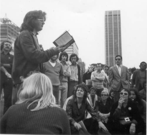 Gay poetry reading in Sydney Domain 1973